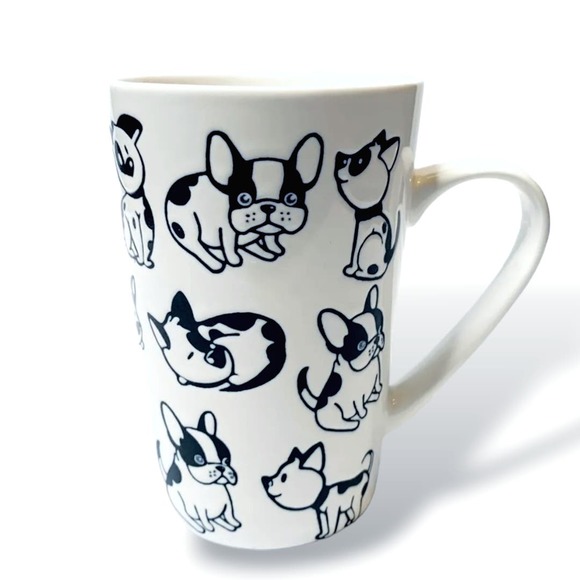 Graydon Hall Dog Mug, Black and White, Praying Dog, Kissing Dog, Playful Dog - Picture 3 of 5